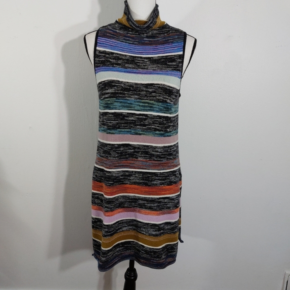 SOLD Anthropologie Maeve Rainbow Striped Knit Tunic Sweater Dress Size M - Picture 3 of 11